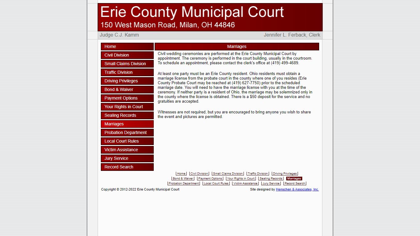 Erie County Municipal Court - Marriages - Oh
