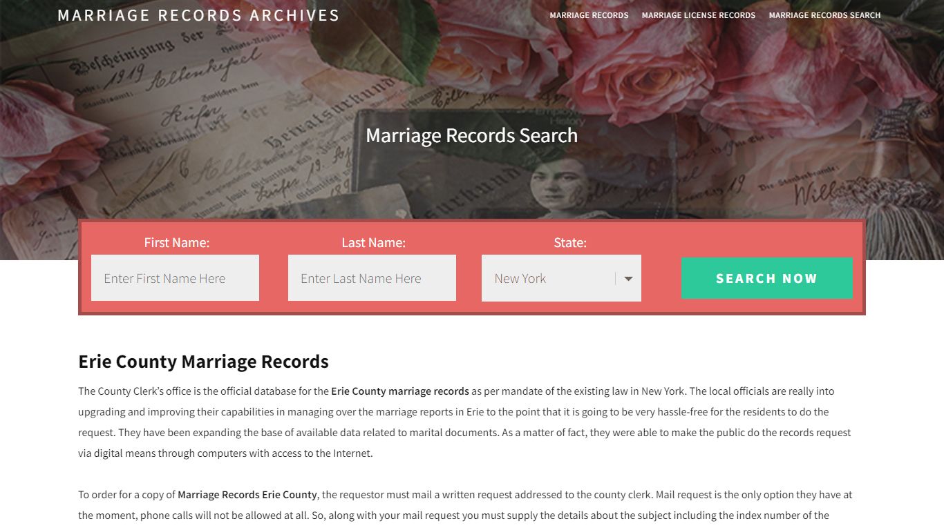 Erie County Marriage Records | Enter Name and Search|14 Days Free